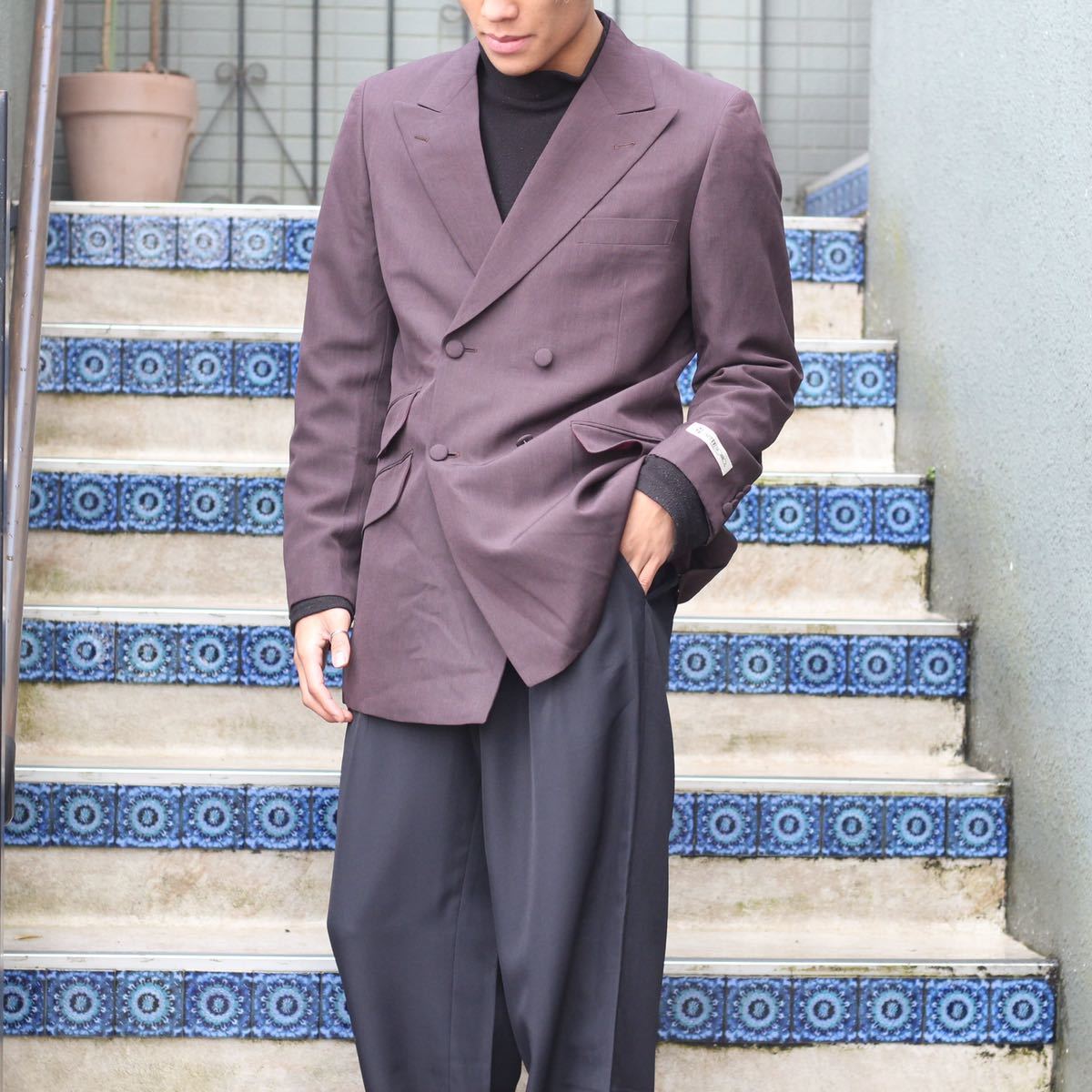 EU VINTAGE ARTE UOMO DESIGN DOUBLE TAILORED JACKET/ヨーロッパ古着デザインダブルテーラードジャケット