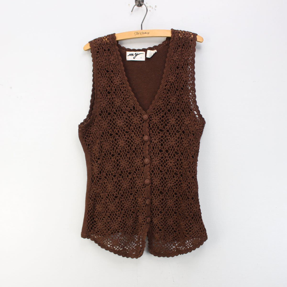 USA VINTAGE FLOWER PATTERNED EMBROIDERY KNIT VEST/アメリカ古着お花刺繍ニットベスト_画像4