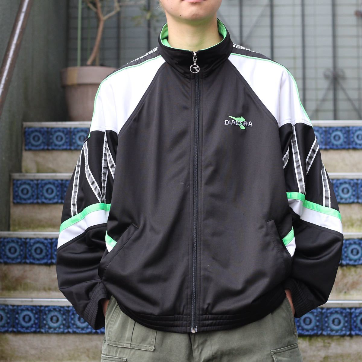 *SPECIAL ITEM* EU VINTAGE diadora 3D LINE DESIGN TRACK JACKET JERSEY/ヨーロッパ古着3Dラインデザイントラックジャケットジャージ