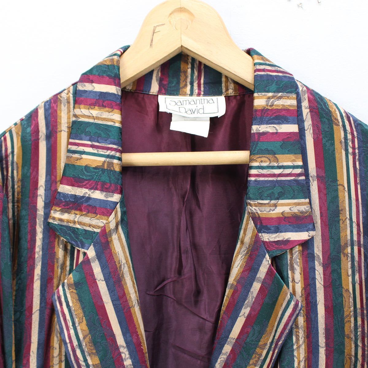 USA VINTAGE STRIPE PATTERNED LOOSE TAILORED JACKET/アメリカ古着ストライプ柄ルーズテーラードジャケット_画像6