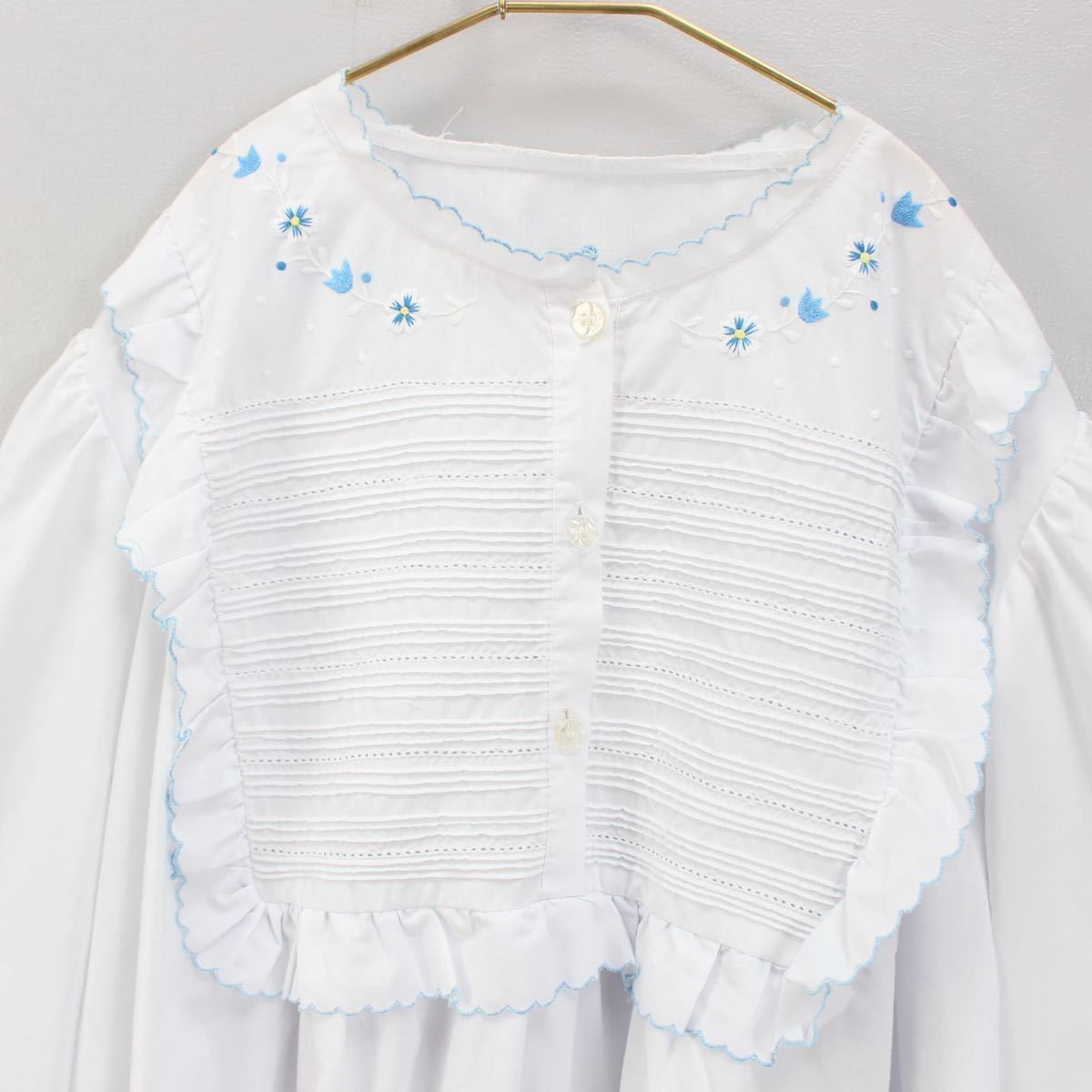 EU VINTAGE FLOWER EMBROIDERY FRILL ONE PIECE/ヨーロッパ古着お花刺繍フリルワンピース_画像7