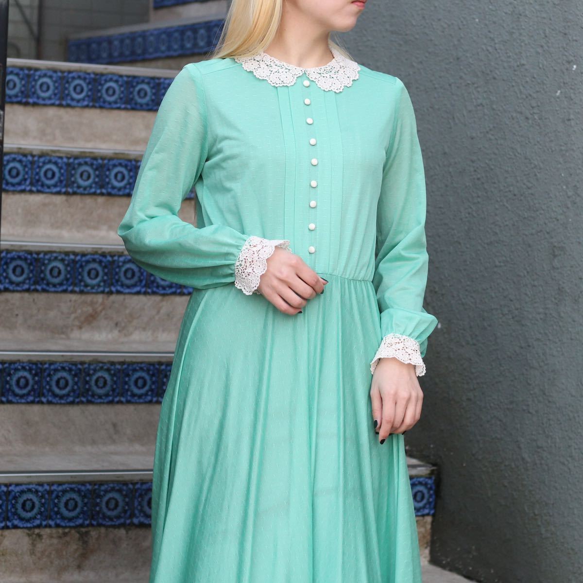 SPECIAL ITEM 70's USA VINTAGE SORBET COLOR DRESS ONE PIECE SPECIAL ITEM 70's USA VINTAGE SORBET COLOR DRESS ONE PIECE