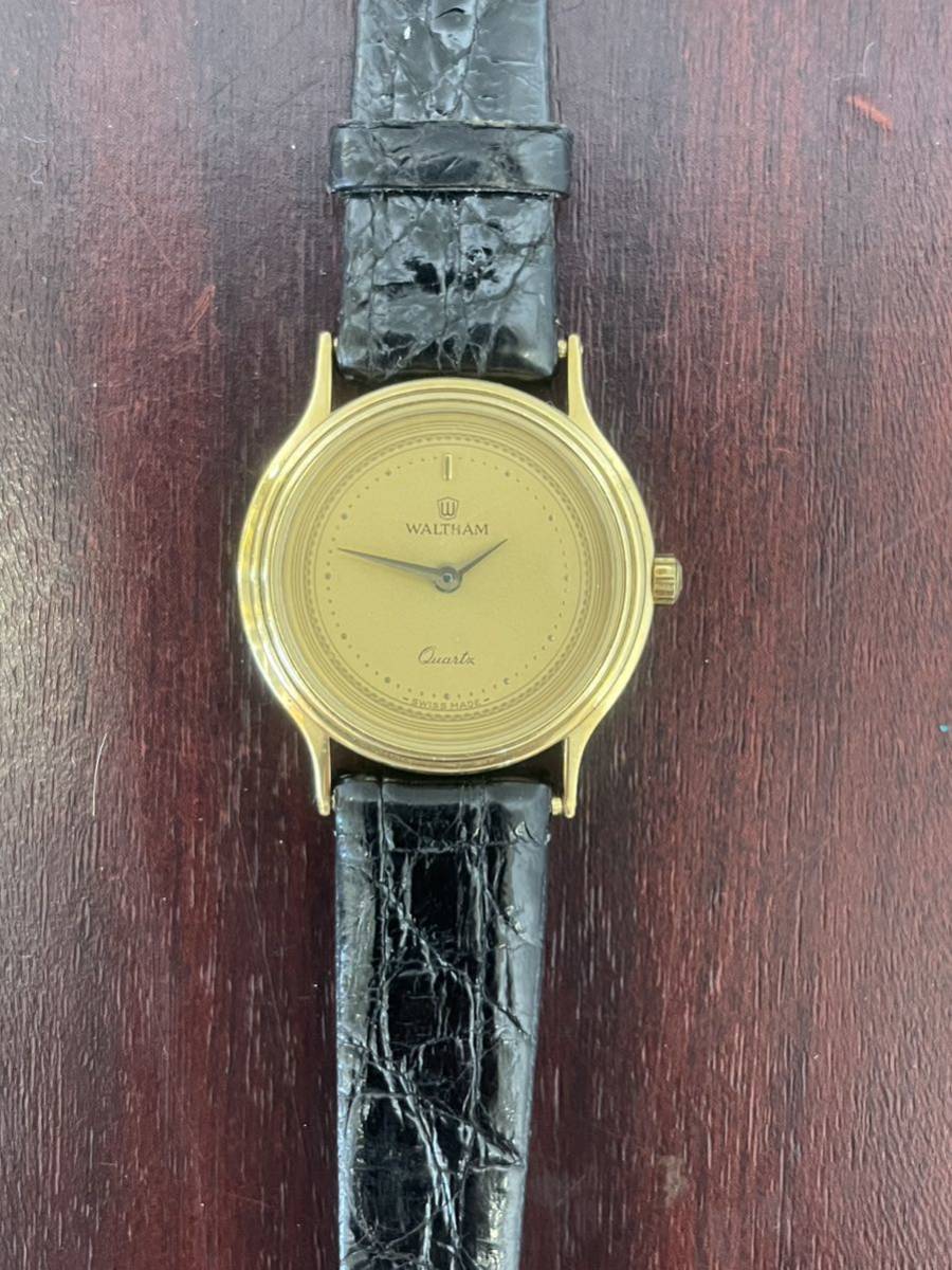 WALTHAM ウォルサム クォーツ レディース腕時計 ゴールドカラー 電池切れ KK3の画像1