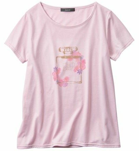 ★国内匿配★新品 お洒落 可愛い 大きめL バスト94cm 香水ボトル ピンク Tシャツ 半袖 イマージュ プルオーバー カットソー