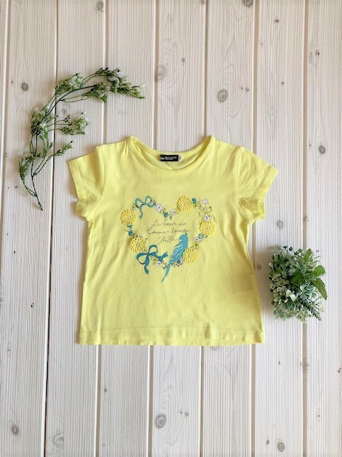  unused *BeBe* flower motif print T-shirt * size 110* Bebe * summer * yellow * yellow color 