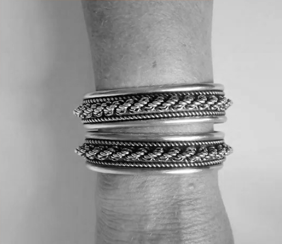 メキシコ製 シルバー925製 五連 ブレスレット バングル メキシカンジュエリー ビンテージ STERLING SILVER MEXICO  BRACELET