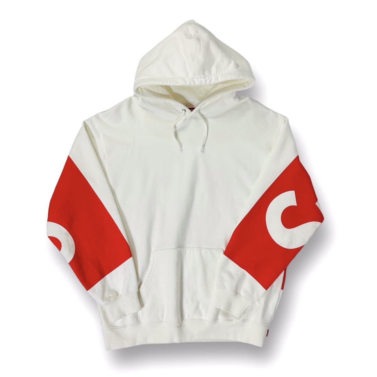 【希少品】Supreme シュプリーム Big Logo Hooded Sweatshirt 裏起毛 パーカー バック プリント ロゴ ビックロゴ  ホワイト Lサイズ