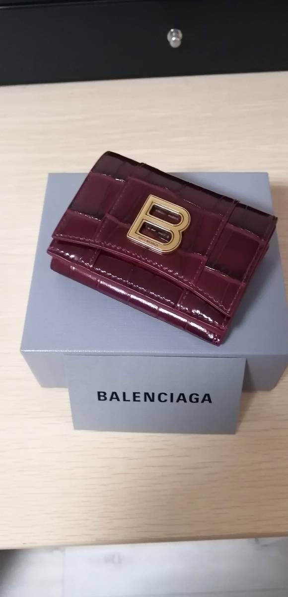 BALENCIAGA バレンシアガ クロコダイルパターン ロゴ 三つ折り 財布