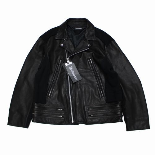 UNDERCOVER ISM アンダーカバー イズム 22AW 後SWEAT切替レザーライダース ジャケット 5 ブラック_画像1