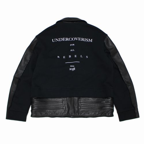 UNDERCOVER ISM アンダーカバー イズム 22AW 後SWEAT切替レザーライダース ジャケット 5 ブラック_画像2