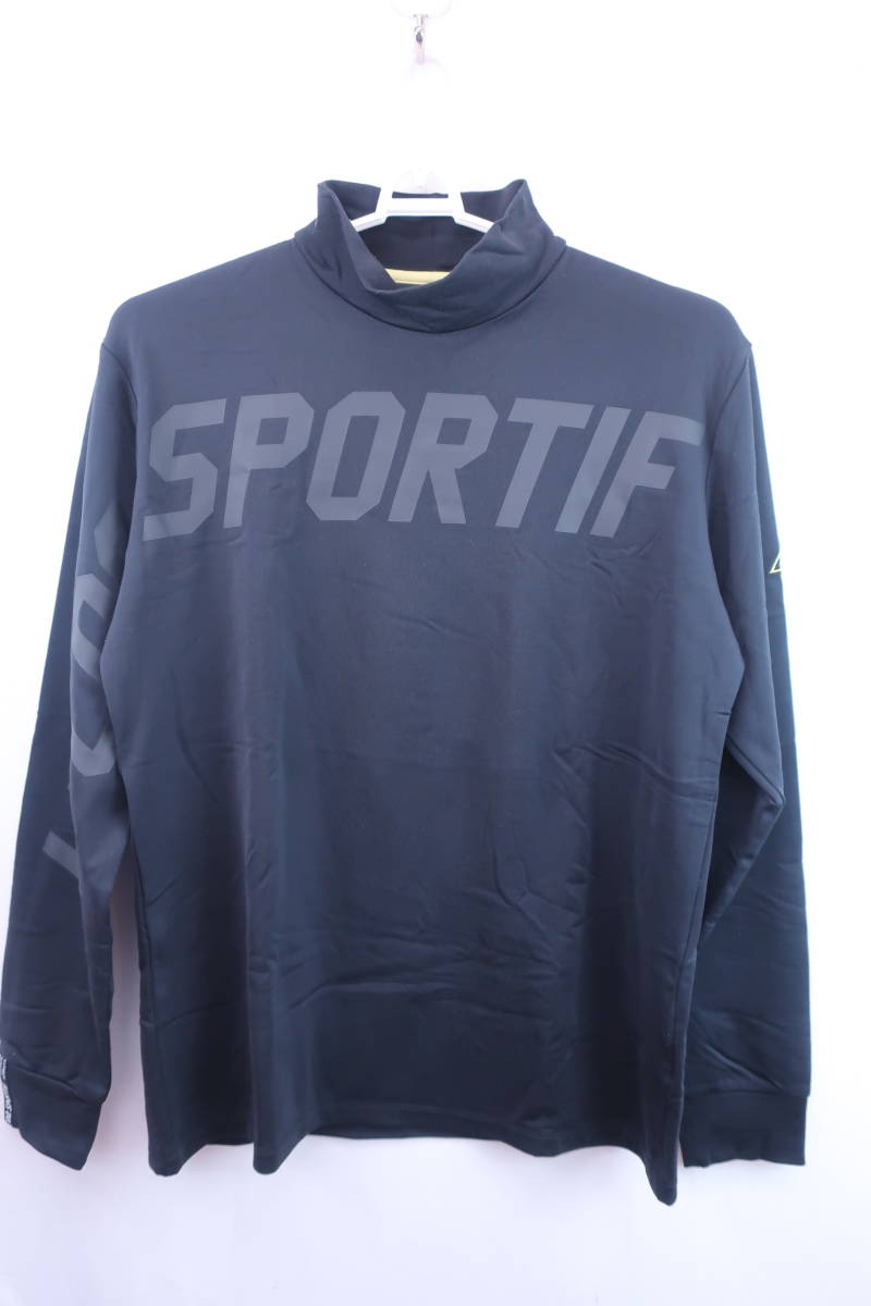 le coq sportif(ルコックスポルティフ) 長袖ハイネックシャツ 黒グレー メンズ L ゴルフウェア 2210-0461 中古_画像1