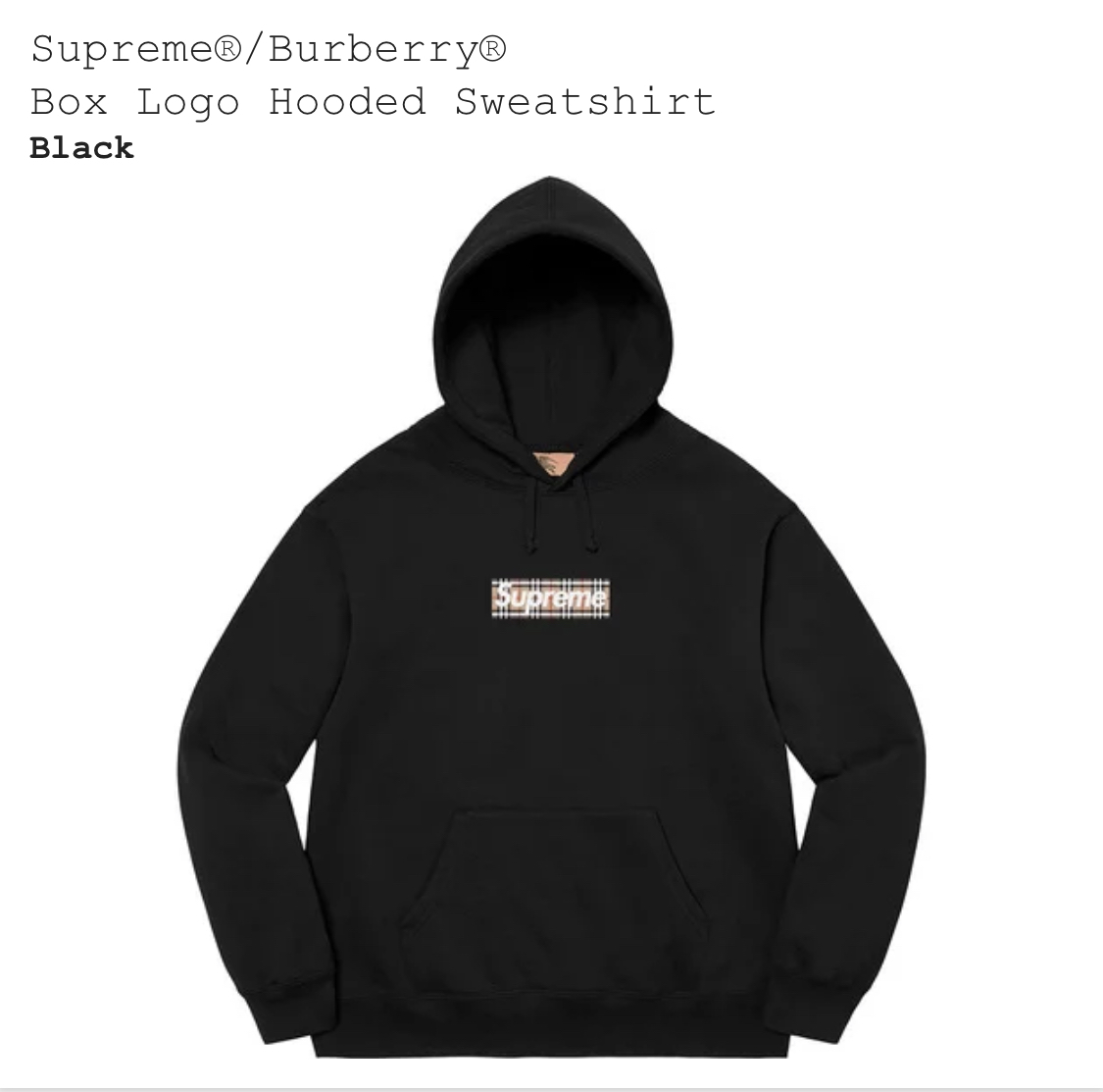 Lサイズ 新品国内正規 22ss Supreme Burberry Box Logo Hooded