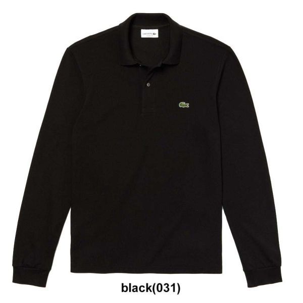 ※アウトレット LACOSTE(ラコステ)ポロシャツ クラシックフィット 長袖 鹿の子 テニス ゴルフ メンズ 男性用 L1312 black(031) Lサイズ