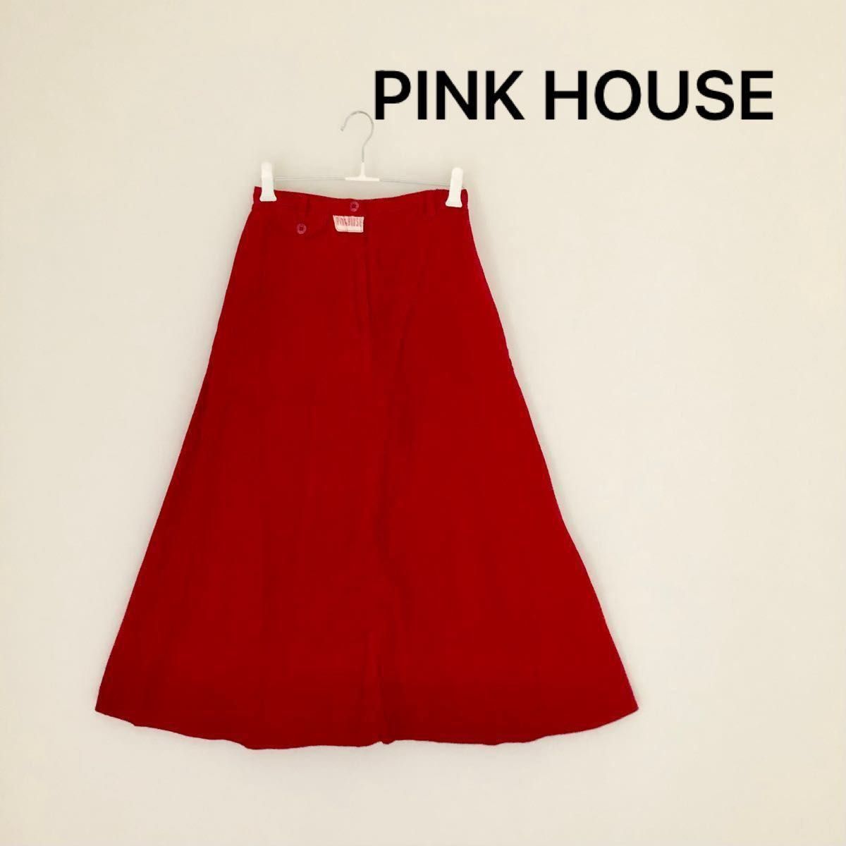 PINK HOUSE フレアロングスカート コットン100%カラー レッド 赤