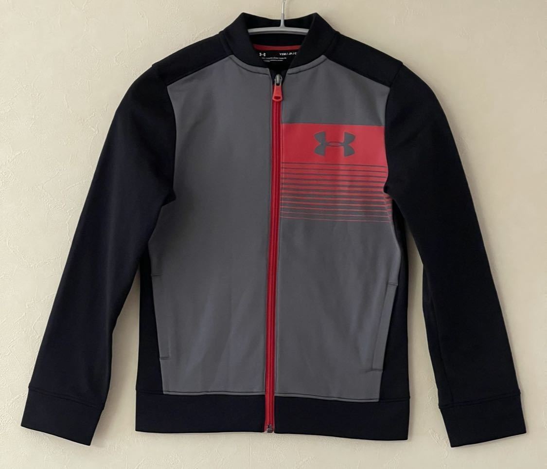 超美品 UNDER ARMOUR(アンダーアーマー)トレーニング ペナント ジャケット YSM(T130cm)キッズ 裏起毛 ブラック グレー 長袖 使用３回春秋冬