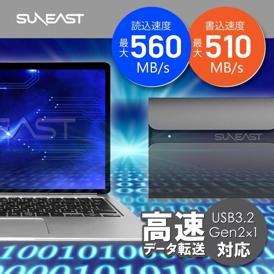 【１台限り】SUNEAST SE-PSSD01AC-02TB　SSD 外付け 2TB USB Type-C 最大読込速度560MB/秒 3年保証 　新品！