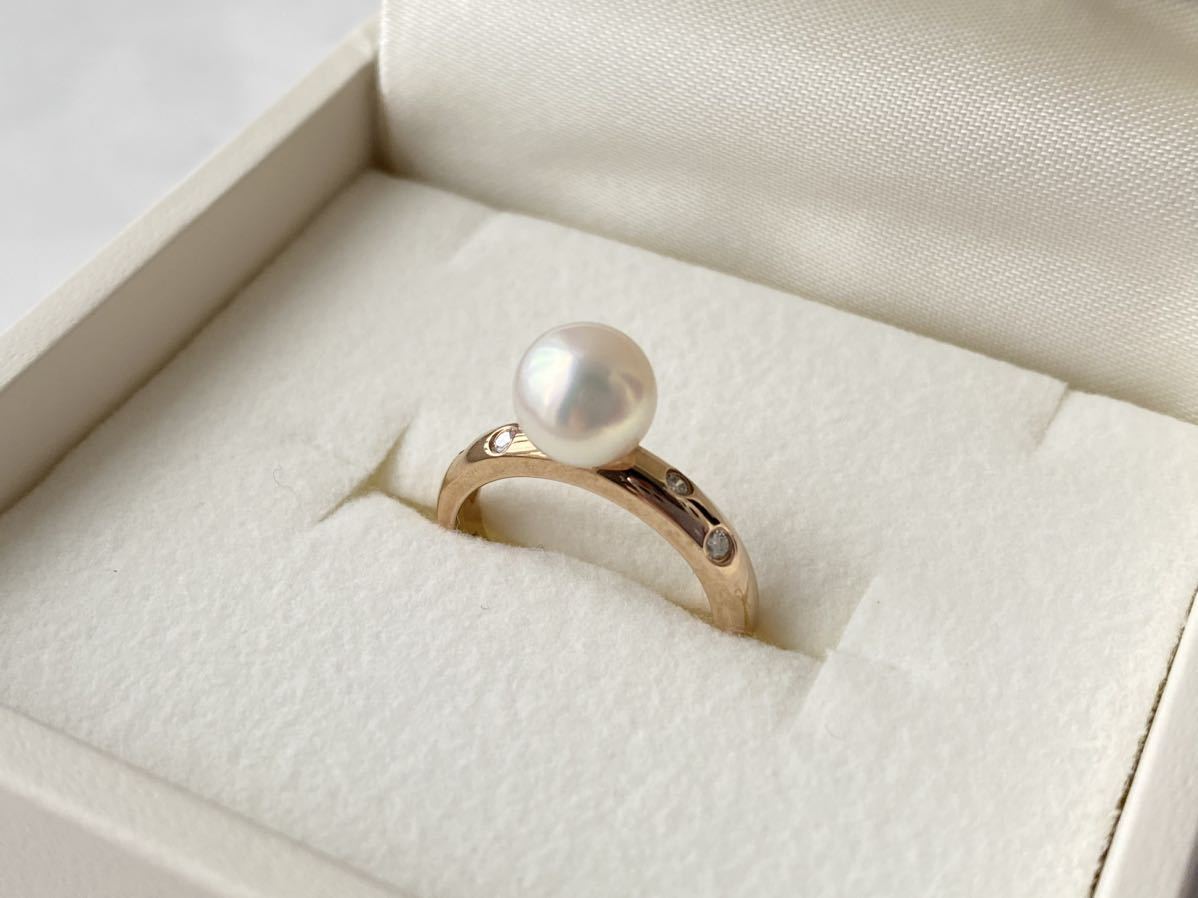 最新人気 真珠 k18 指輪 田崎真珠 TASAKI ダイヤモンド ダイヤ 刻印