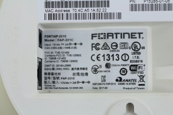 【FORTINET】（FAP-221C-J）アクセスポイント６点セット　2016年製　未チェック　管ざ7884_画像3