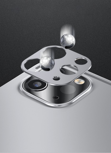 【新品】iPad Pro 11インチ / 12.9インチ (2021/2020モデル) 用 カメラ レンズ 保護 メタル リング カバー アルミニウム製 シルバー E378_画像2