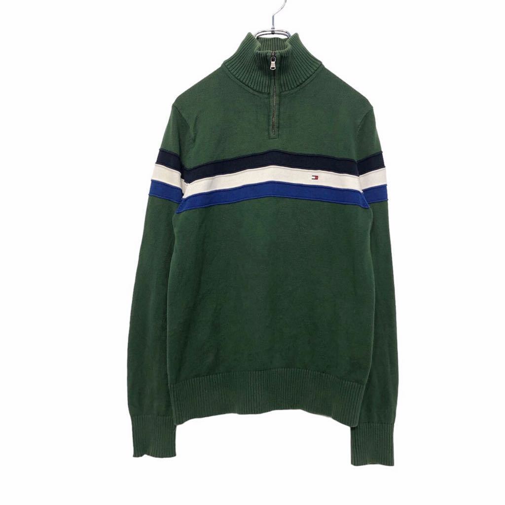 TOMMY HILFIGER ハーフジップ ニット XS グリーン トミーヒルフィガー セーター 古着卸 アメリカ仕入 a503-6709_画像1