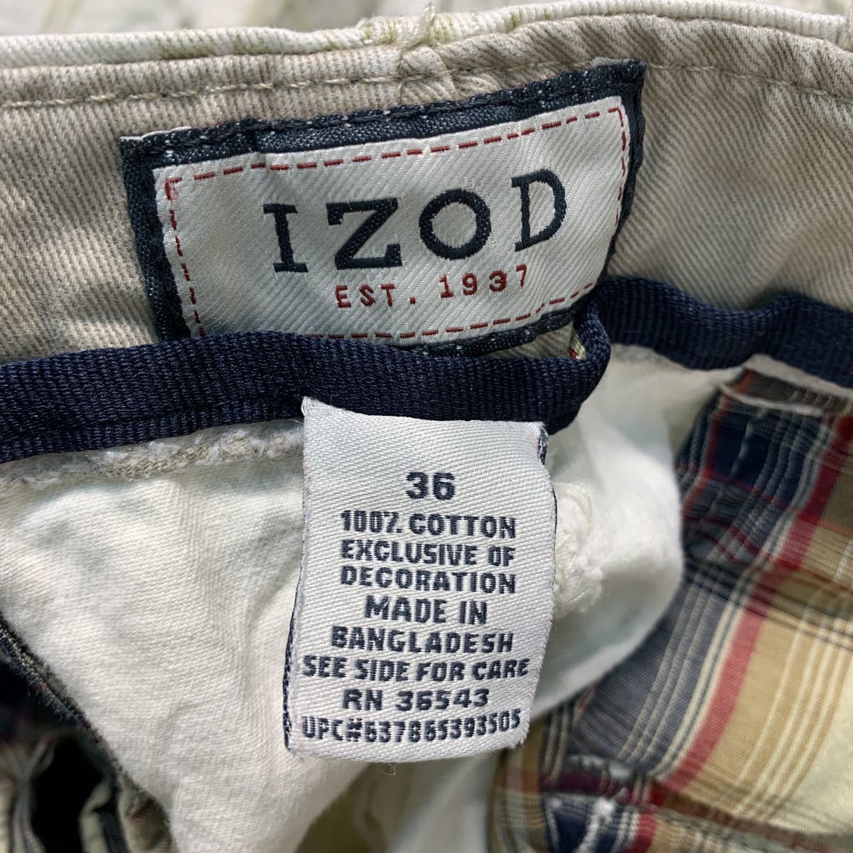 IZOD チェック柄 カーゴ ショートパンツ W36 ビッグサイズ アイゾット ハーフパンツ 古着卸 アメリカ仕入れ b407-92_画像6