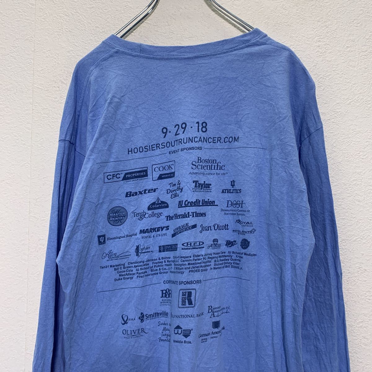 GILDAN 長袖 プリント Tシャツ L ブルー イエロー オレンジ ギルダン バックプリント ロンT 古着卸 アメリカ仕入 a503-5356_画像5