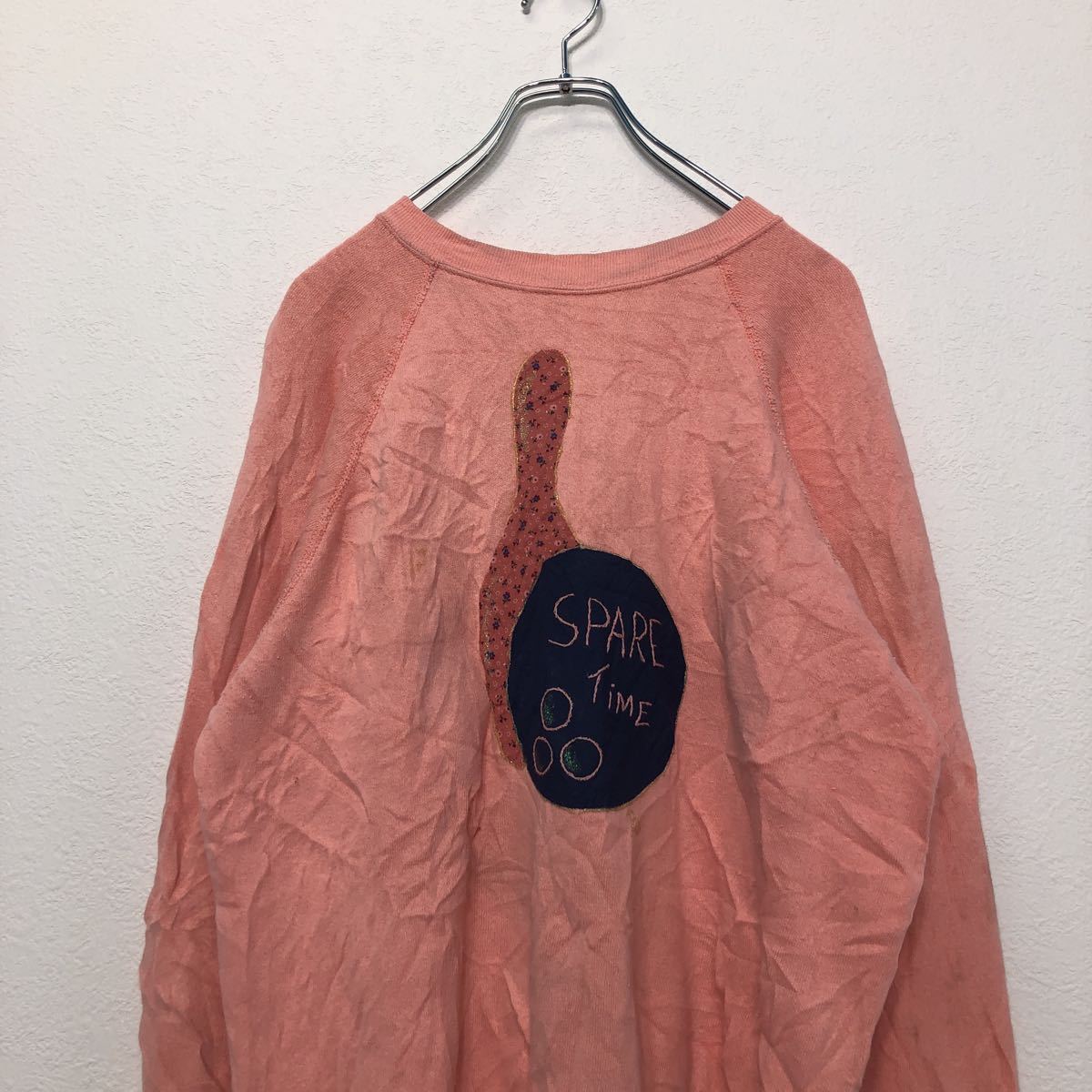 tultex embroidery sweat L pink taru Tec swi men's bo- ring sport la gran sleeve old clothes . America buying up a503-5600