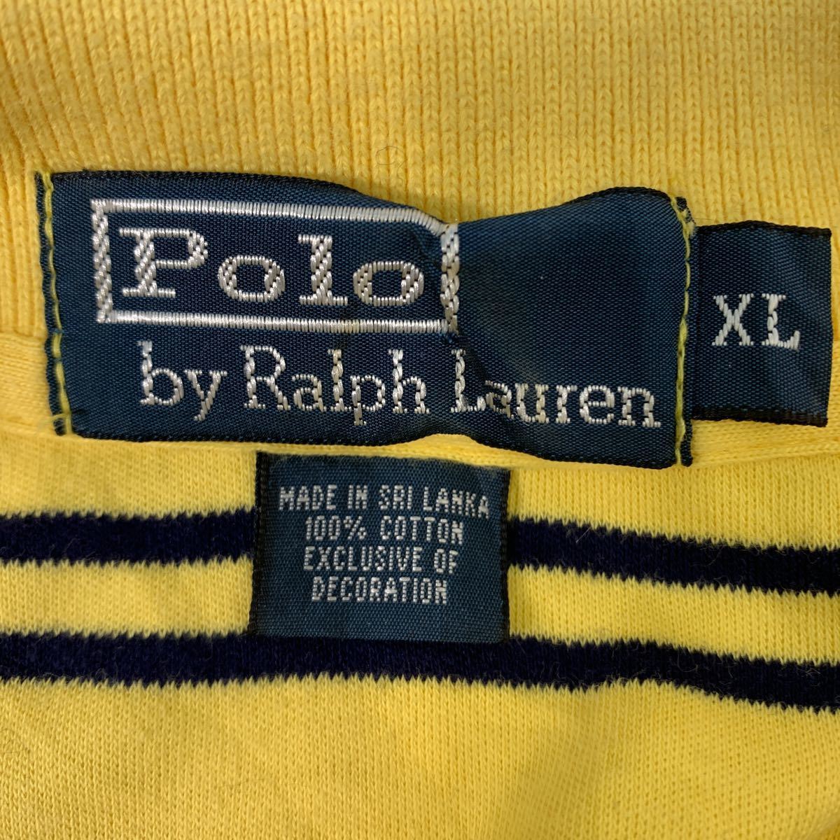 Polo Ralph Lauren 半袖 ボーダー ポロシャツ XL イエロー ポロラルフローレン 刺繍ロゴ 古着卸 アメリカ仕入 a503-5587_画像8