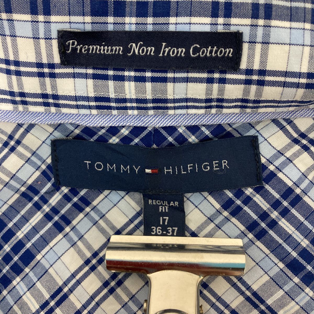TOMMY HILFIGER 長袖シャツ XLサイズ トミーヒルフィガー チェックシャツ レギュラーフィット ブルー 古着卸 アメリカ仕入 a503-5893_画像8