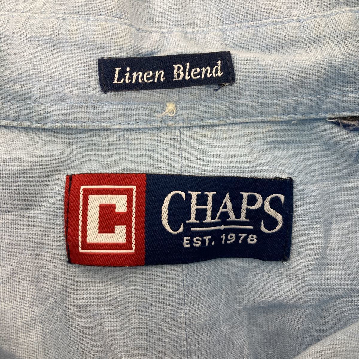 CHAPS 長袖シャツ XLサイズくらい チャップス ボタンダウンシャツ ライトブルー 古着卸 アメリカ仕入 a503-5974_画像9