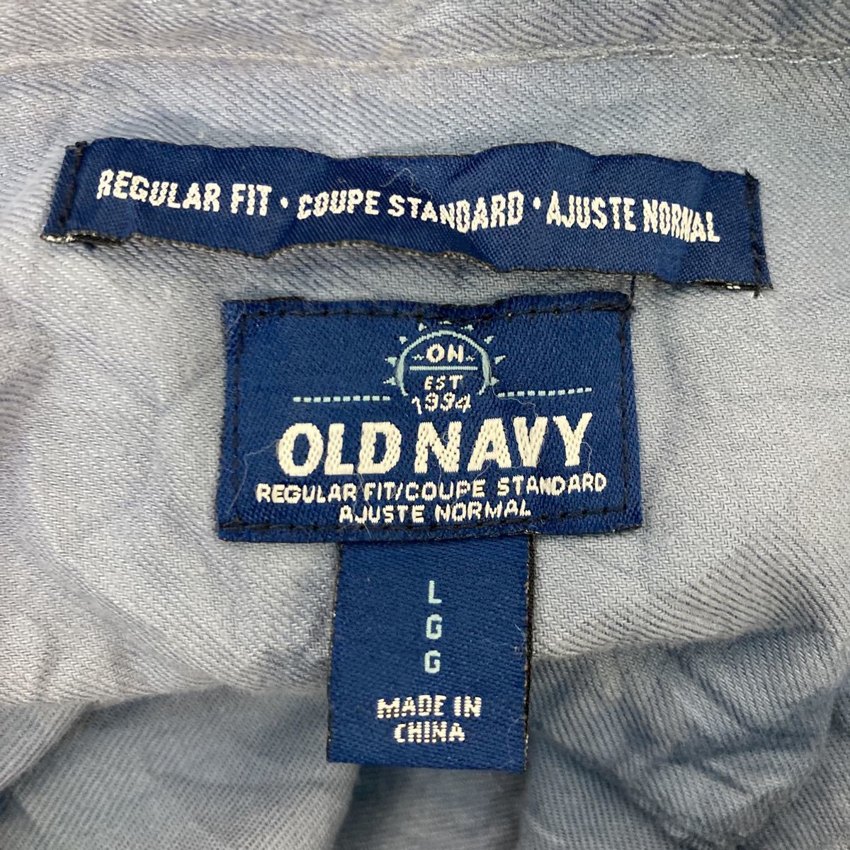 OLD NAVY 七分袖シャツ Lサイズ オールドネイビー ボタンダウン ブルー 古着卸 アメリカ仕入 a503-5970_画像9