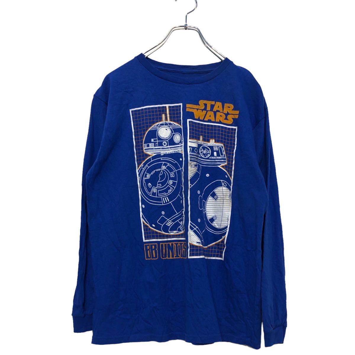 STAR WARS long sleeve print T-shirt XL blue Star Wars long T long T-shirt old clothes . America buying up a503-5998
