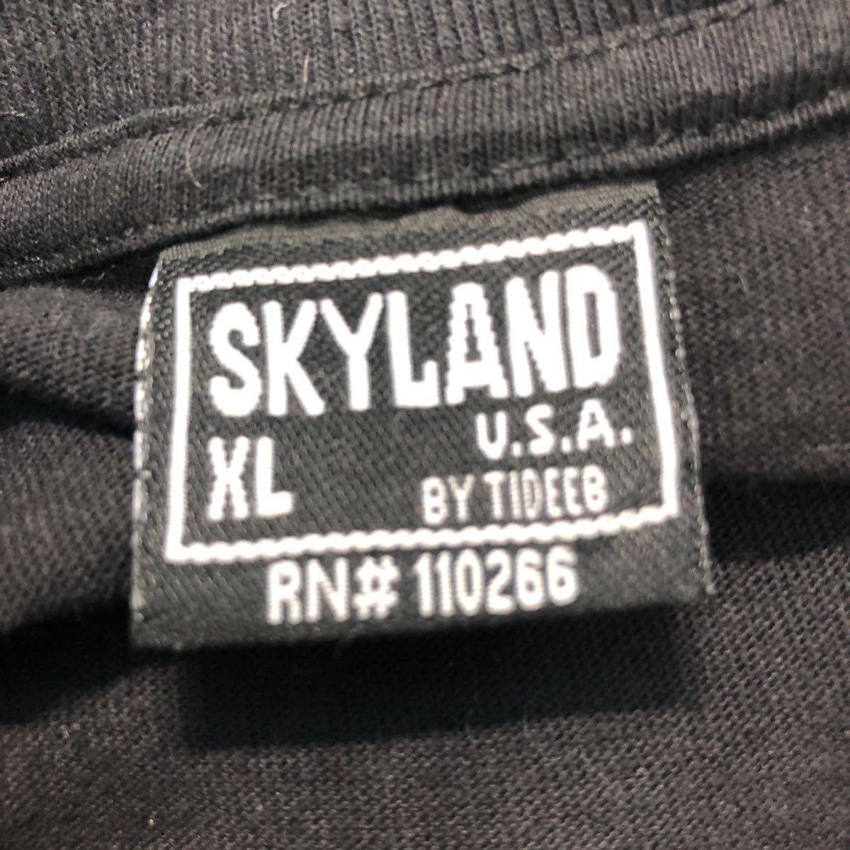 SKYLAND 長袖 プリント Tシャツ XL ブラック スカイランド ビッグサイズ ロンT ロングTシャツ 古着卸 アメリカ仕入 a503-5949_画像7