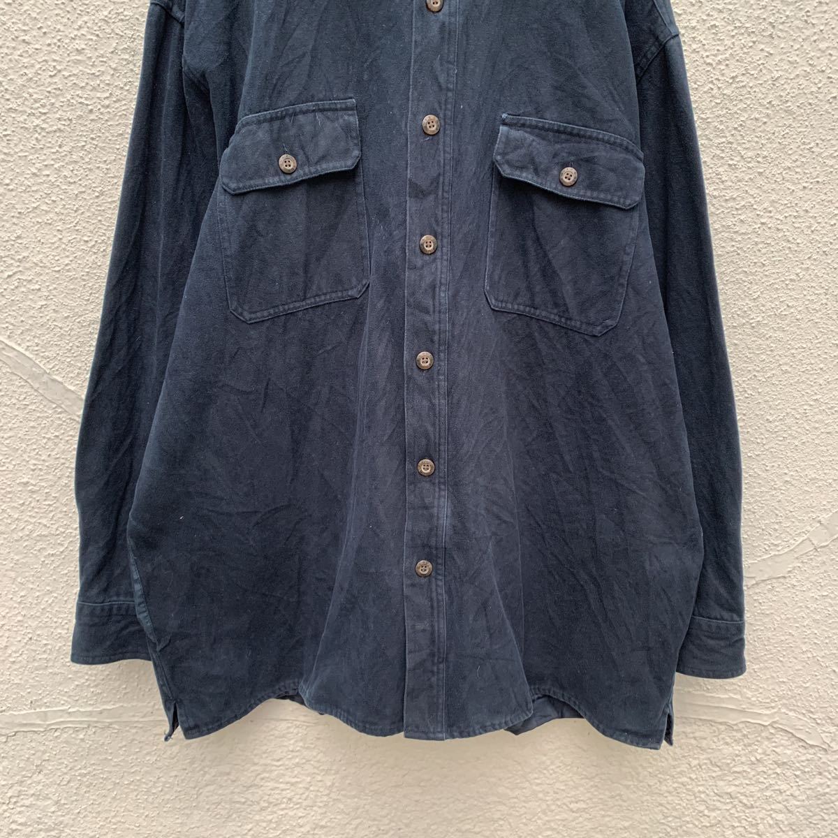 Levi's 長袖 無地 シャツ ジャケット XL ネイビー 厚手 リーバイス ビッグサイズ 古着卸 アメリカ仕入れ a410-5065_画像3