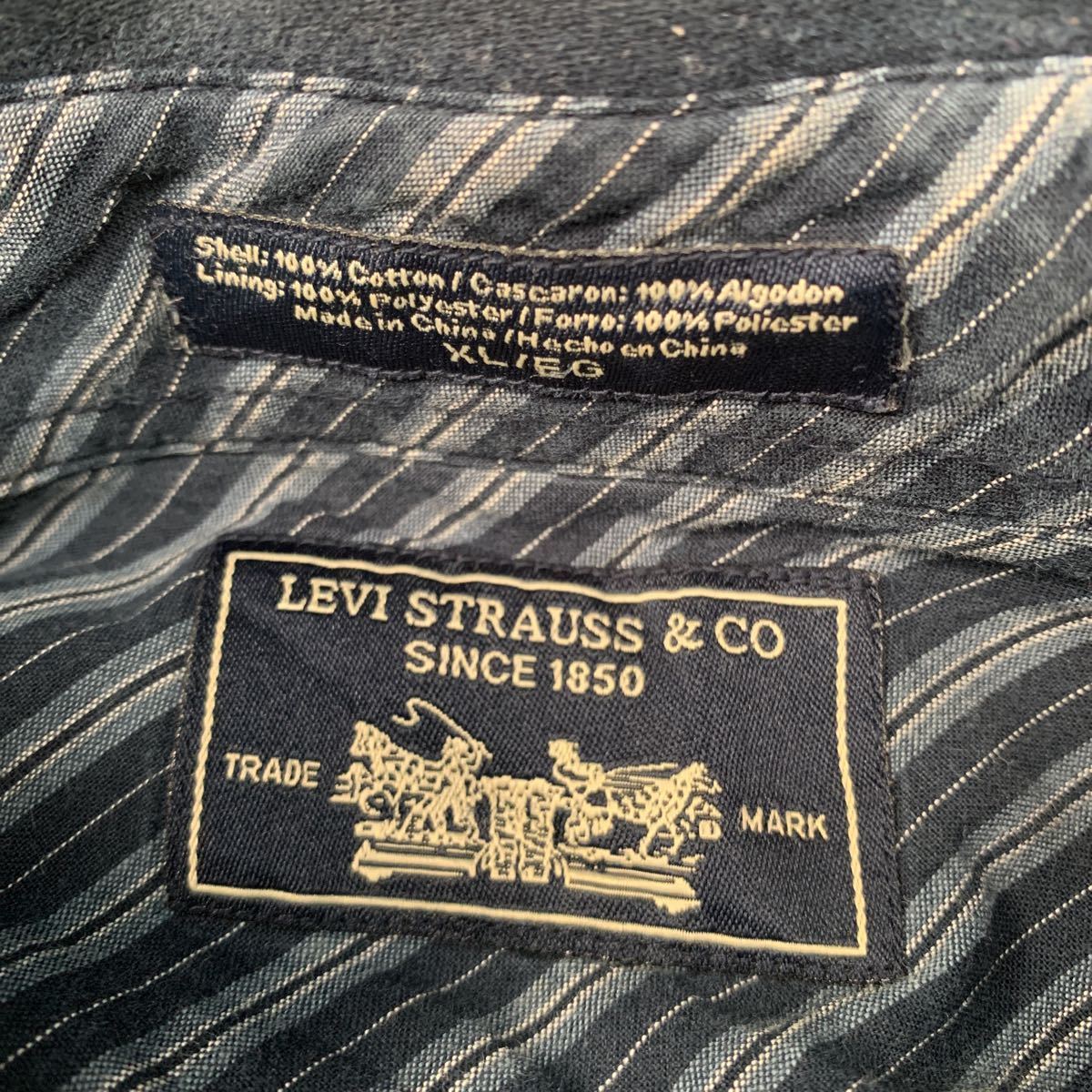 Levi's 長袖 無地 シャツ ジャケット XL ネイビー 厚手 リーバイス ビッグサイズ 古着卸 アメリカ仕入れ a410-5065_画像7