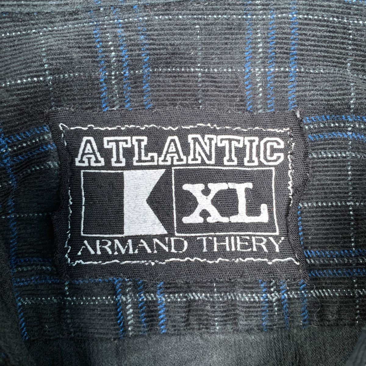 ATLANTIC 長袖 チェック シャツ XL ブラック ブルー ホワイト コーデュロイ 古着卸 アメリカ仕入れ a409-5190_画像8