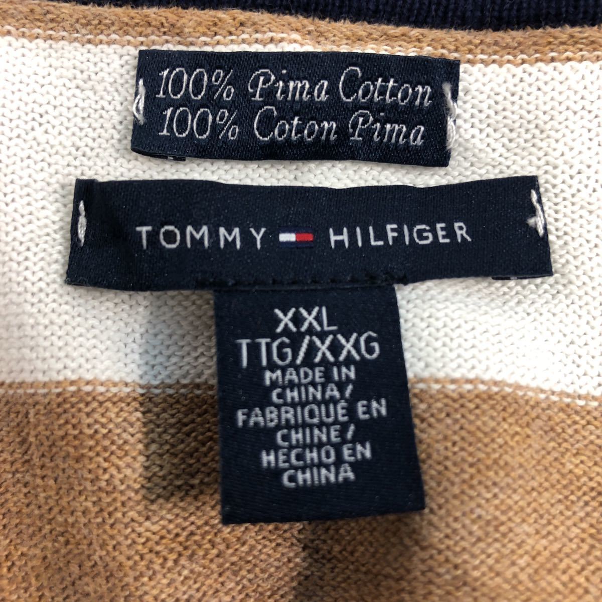 TOMMY HILFIGER Vネック ボーダーニット 2XL トミーヒルフィガー ビッグサイズ 古着卸 アメリカ仕入 a503-6706_画像7