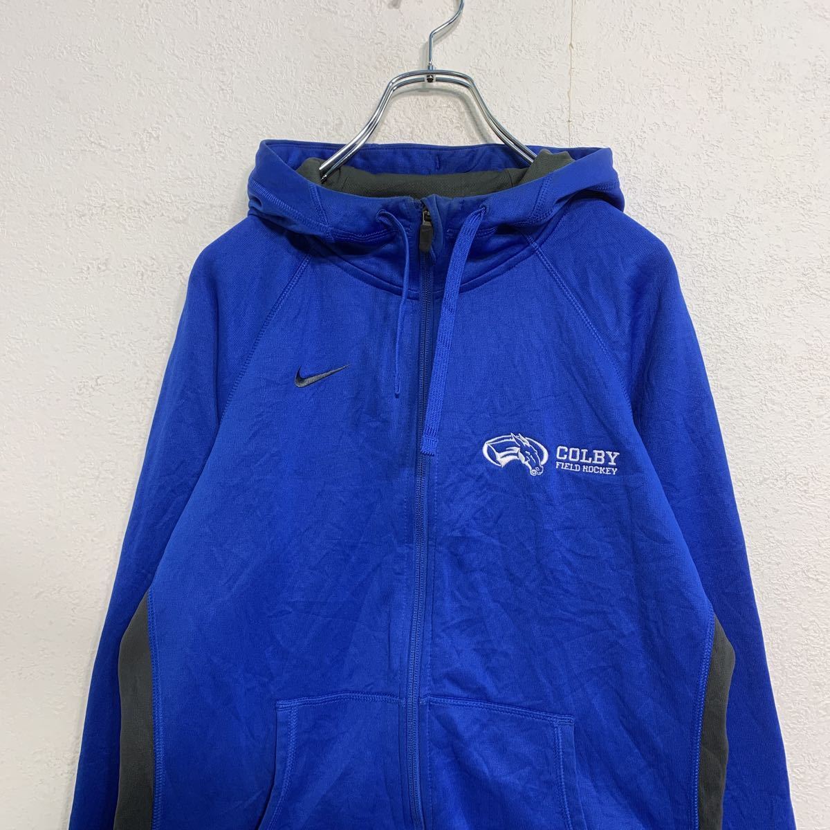 NIKE Zip up jersey jacket M blue black Nike sport THERMA FIT old clothes . America stock a408-5600