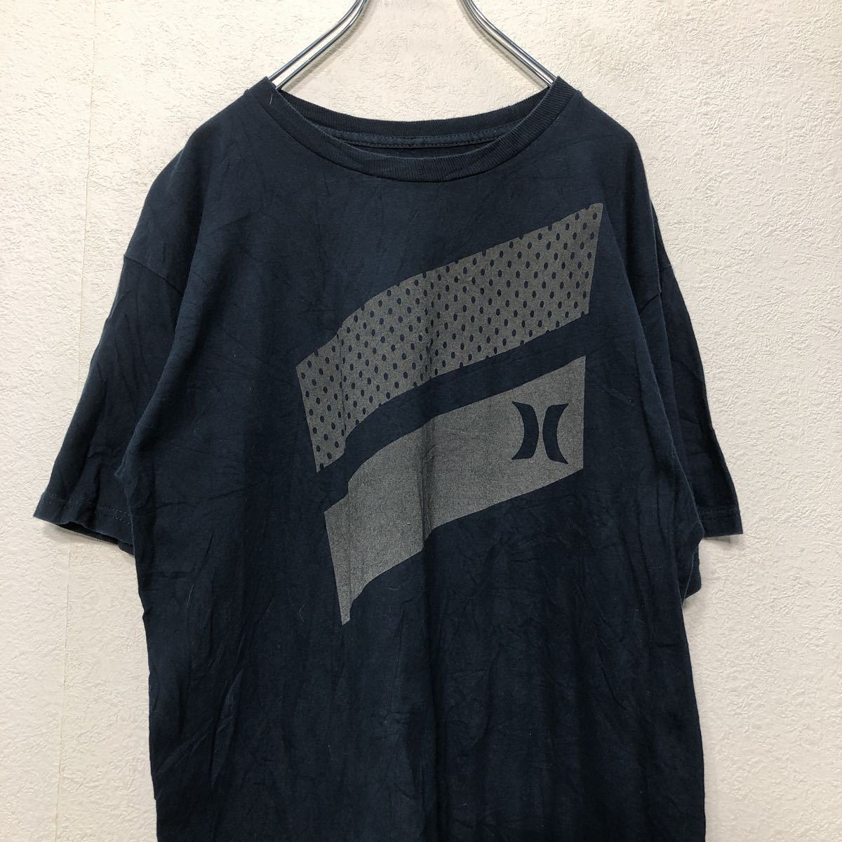 Hurley print T-shirt M size Harley sport Logo navy blue navy old clothes . America stock a408-5068