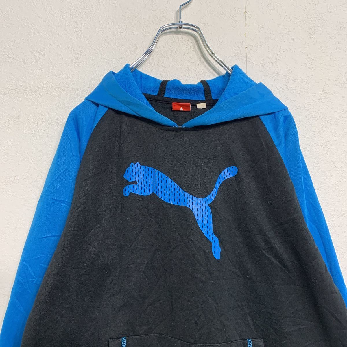 PUMA тренировочный Parker boys XL 150 черный голубой Puma спорт принт Logo б/у одежда . America запас a403-5214