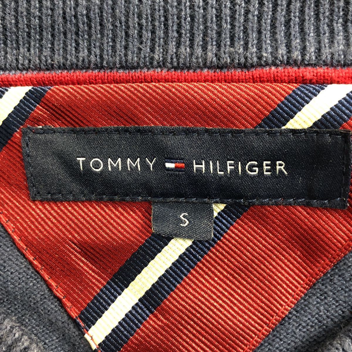 TOMMY HILFIGER Vネック ボーダー セーター S ネイビー グリーン トミーヒルフィガー コットン ニット 古着卸 アメリカ仕入 a503-7138_画像7