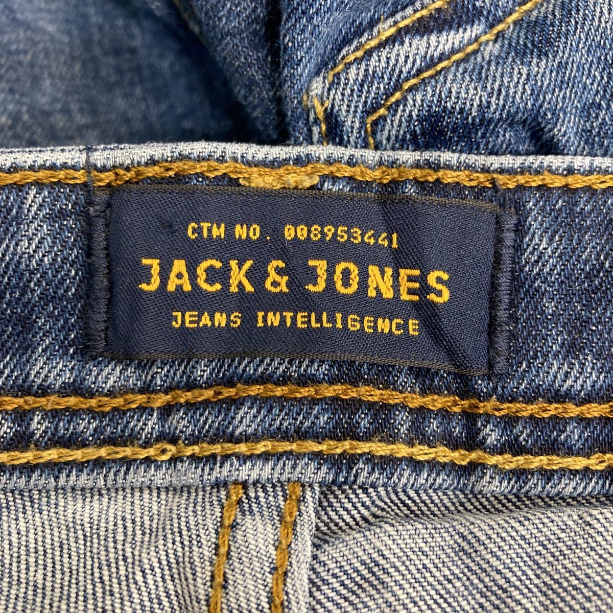 JACK JONES デニムパンツ W36 ジャックジョーンズ ボタンフライ スリムフィット ビッグサイズ インディゴ 古着卸 アメリカ仕入 2303-1185の画像7