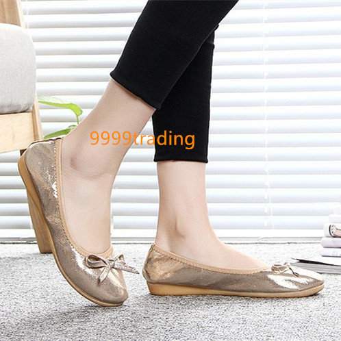  folding pumps Gold 24.5cm Flat soft folding shoes .... mobile slippers ..... light weight room shoes go in . type 