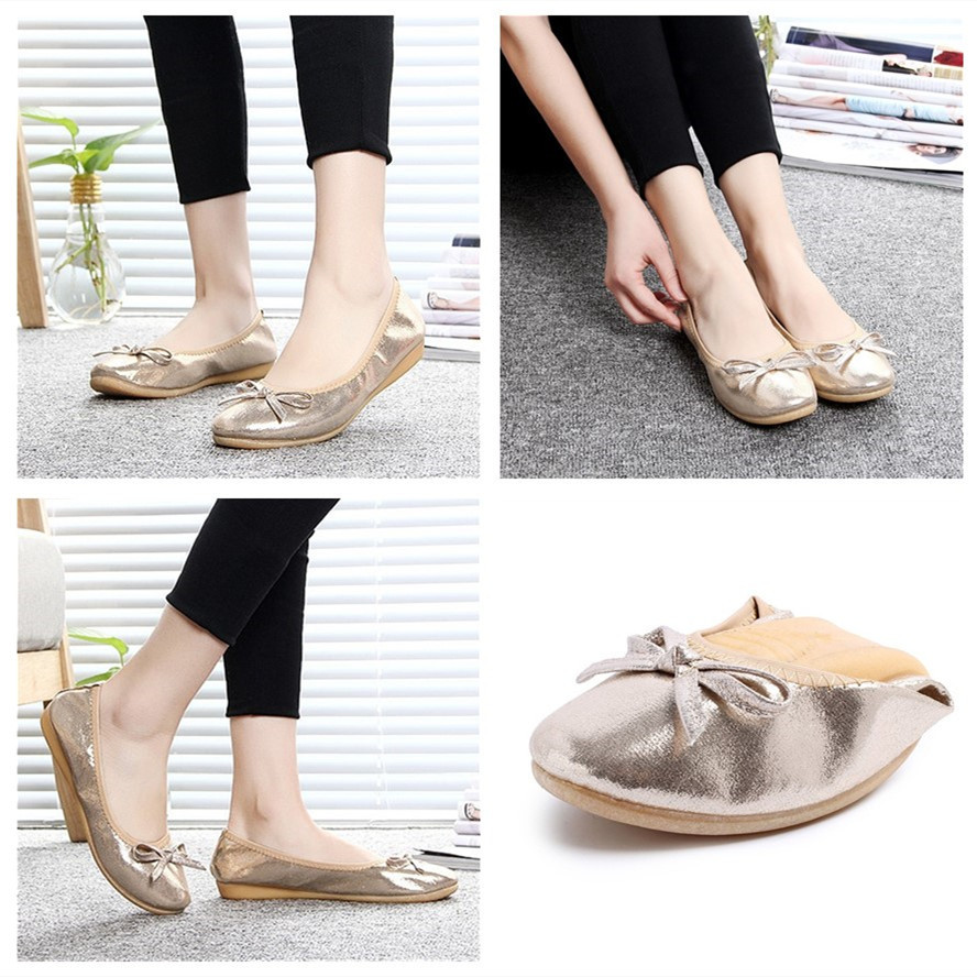 folding pumps Gold 24.5cm Flat soft folding shoes .... mobile slippers ..... light weight room shoes go in . type 