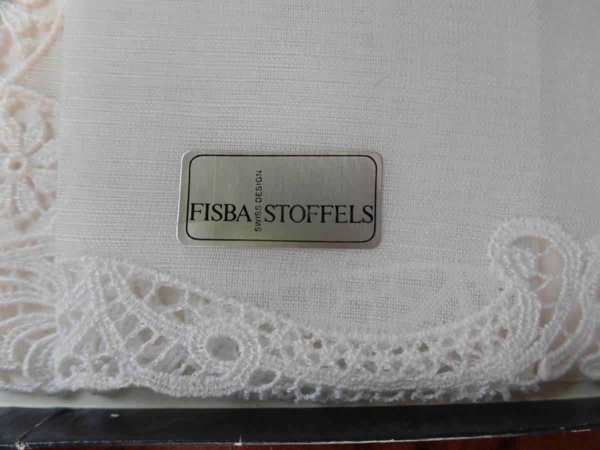 未使用★FISBA STOFFELS　花刺繍　白　レース　ハンカチ　スイス　デザイン　31㎝角 _画像4