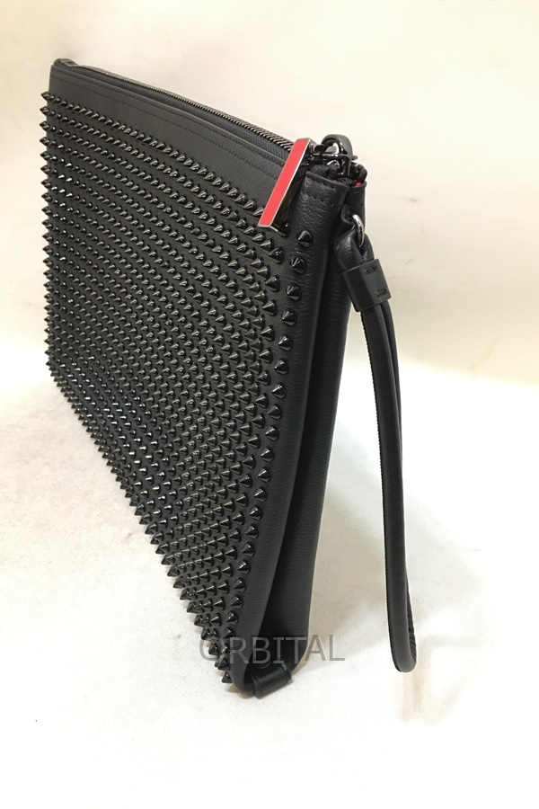 経堂) クリスチャンルブタン Christian Louboutin スタッズ クラッチバッグ 0095035 KALOUPOUCH ブラック レッド 美品_画像4