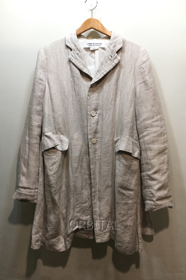 Kyodo) Comd Garson Comcom Comme Desgarcons Linen 3B Flare Jacket Ladies L * Back Fluff большой Ad2012