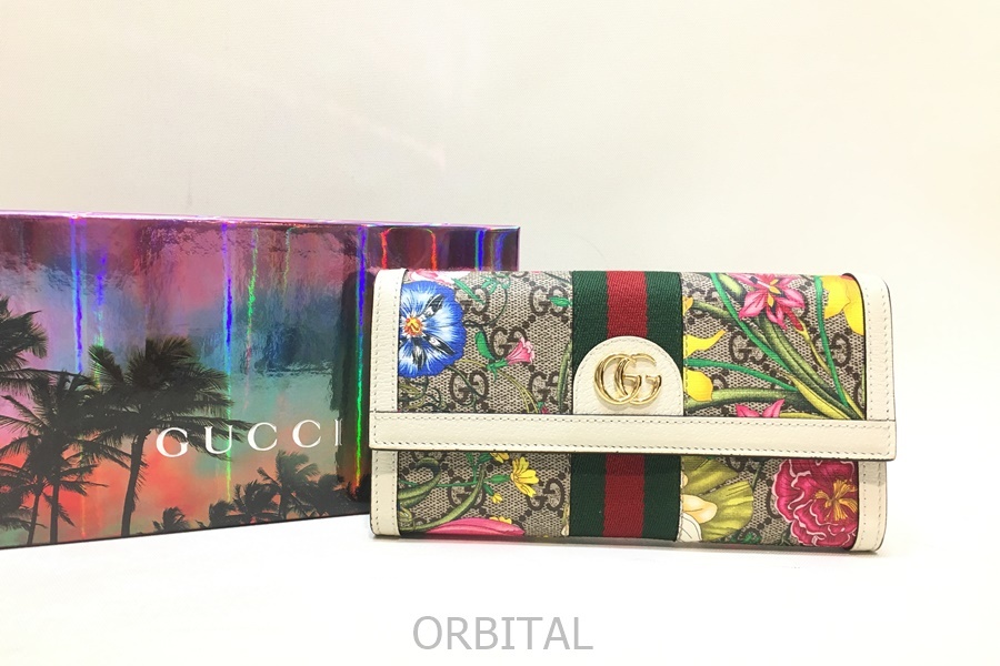 経堂) GUCCI グッチ オフィディア GG フローラ OPHIDIA GG FLORA コンチネンタルウォレット レディース ベージュ 523153_画像1