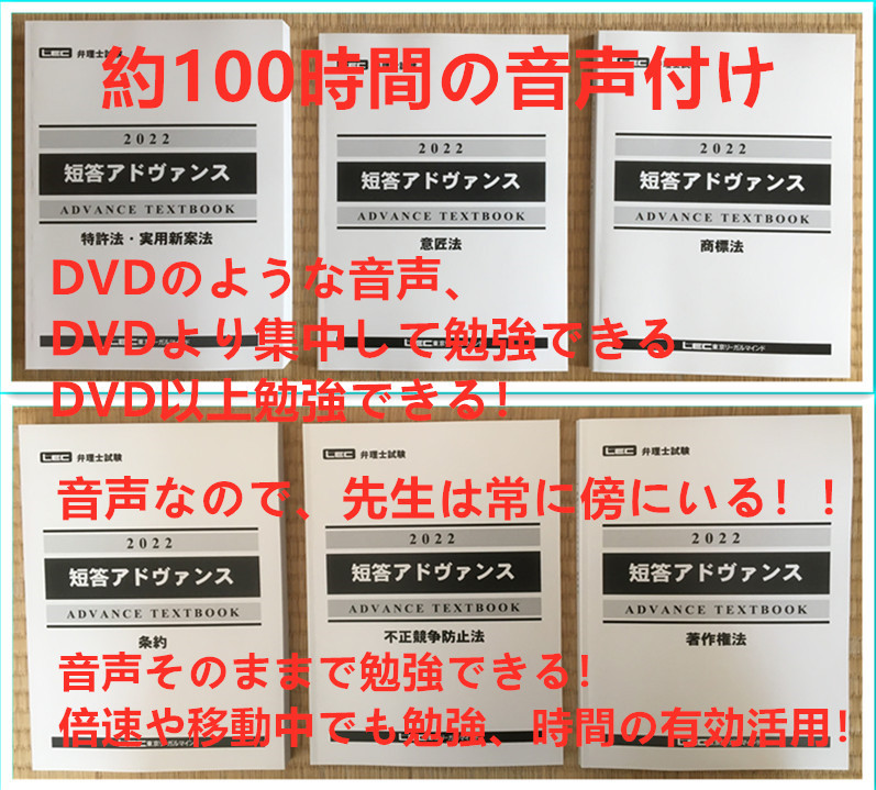 値下げ中！！！★音声付け!! 2022 LEC 弁理士 短答アドヴァンス 全科目セット　　未記入_画像1