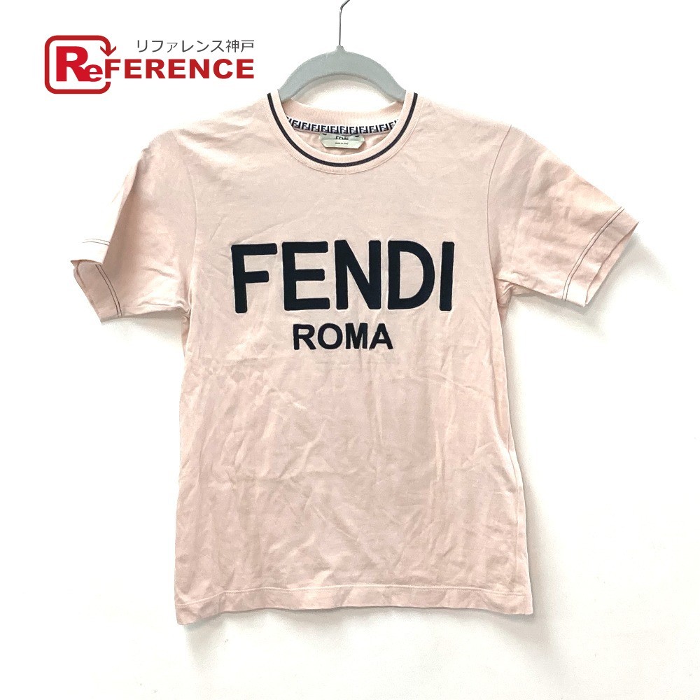 FENDI Fendi FS7254 одежда Logo tops короткий рукав футболка хлопок Pink Lady -s[ б/у ]
